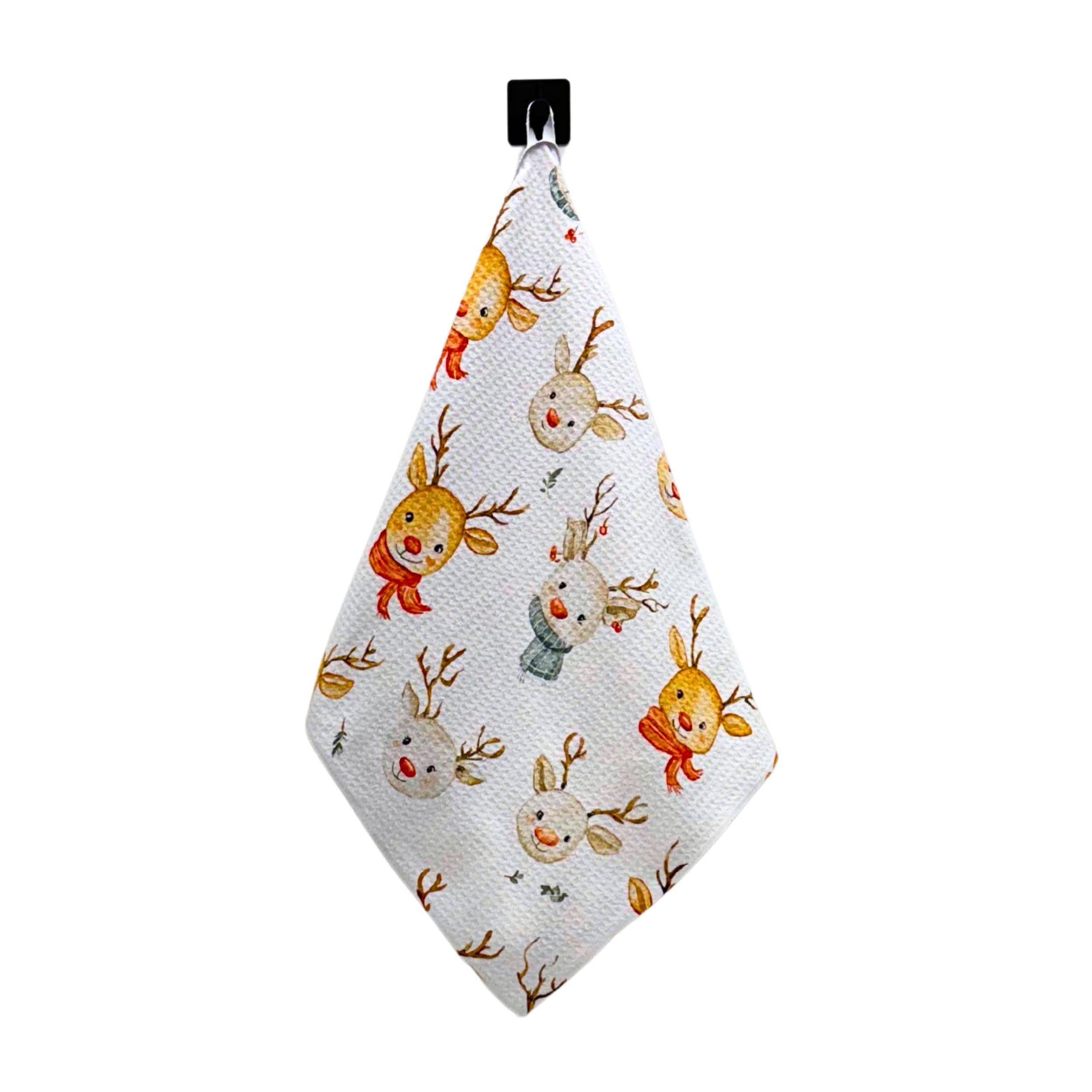 Christmas Reindeer - Holiday Decor Waffle Towels