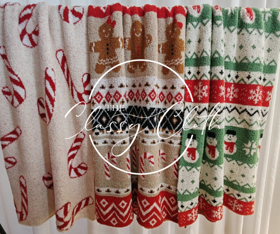 Christmas Luxe Blanket- Candy Cane RTS