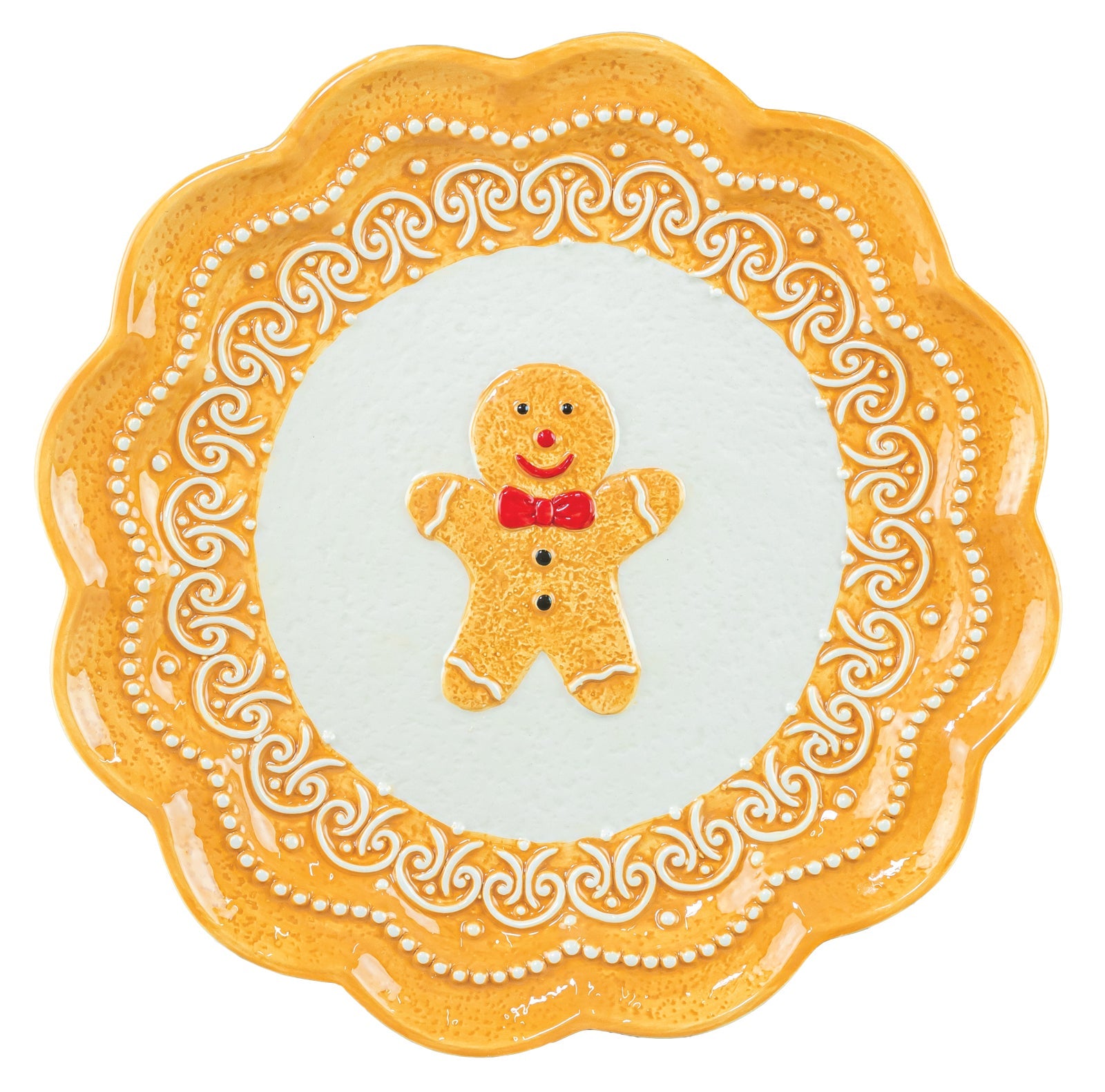 Festive Gingerbread Doily Plate