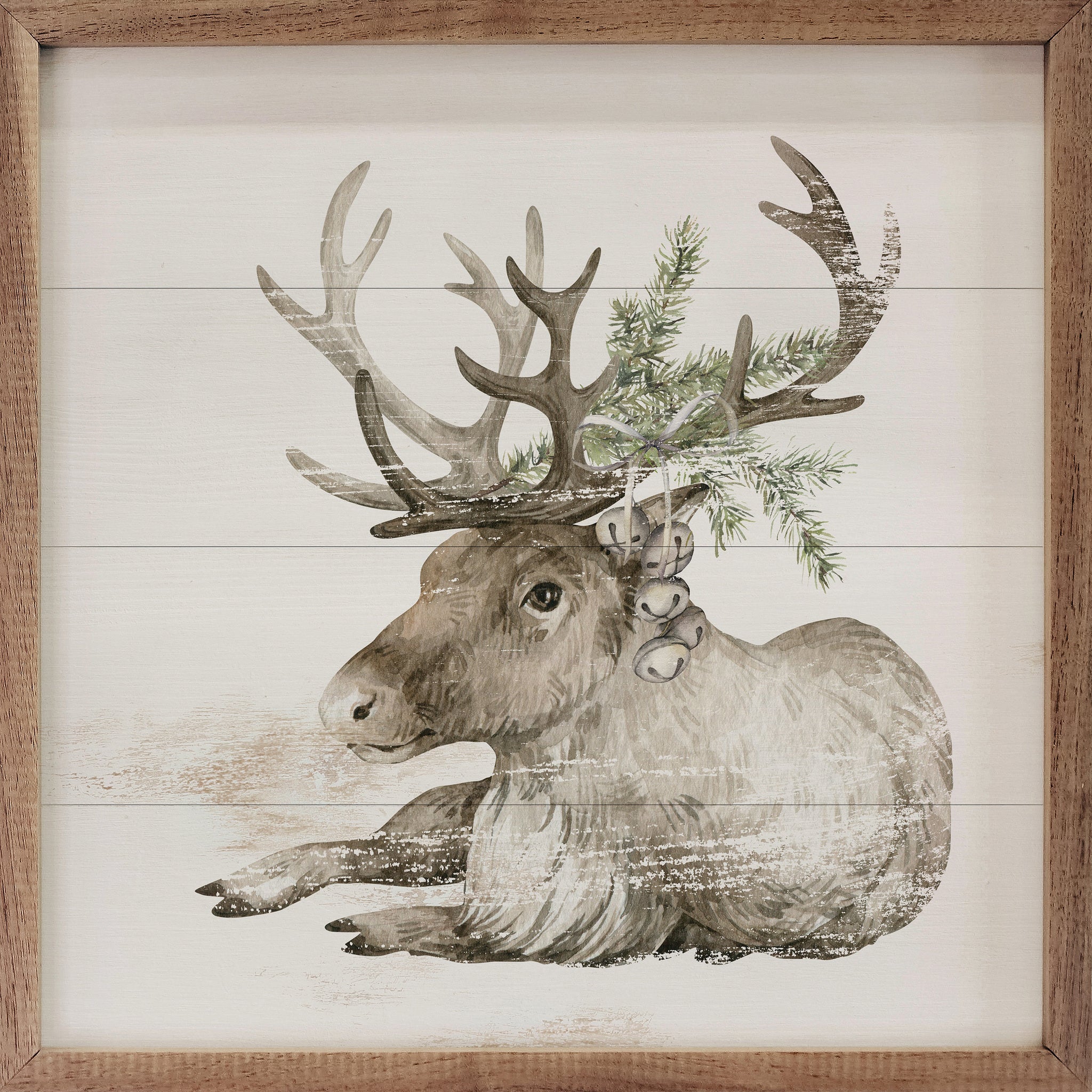 Reindeer With Pine Whitewash - 4 x 4 x 1