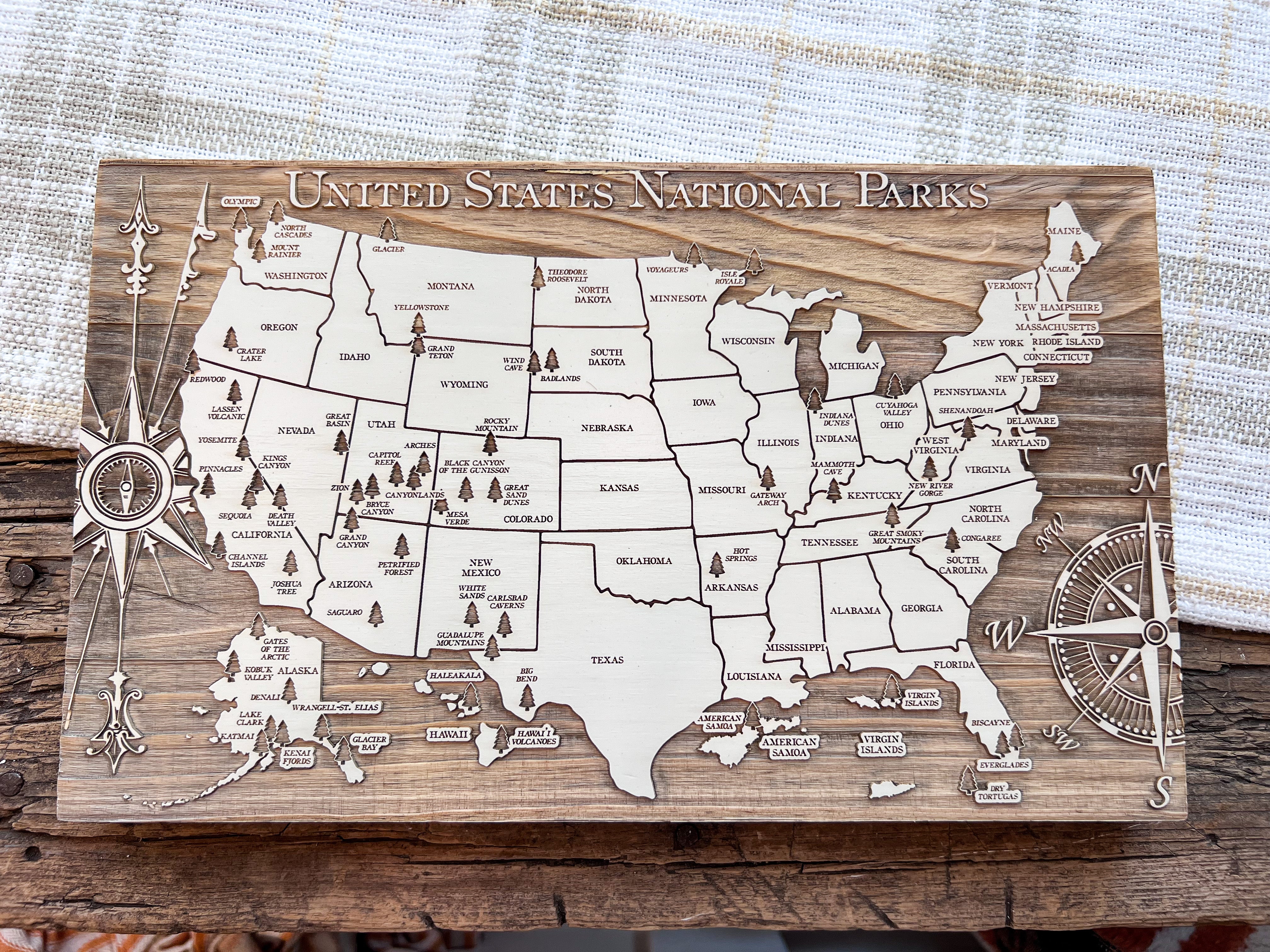 National Parks Laser Engraved Wood Sign