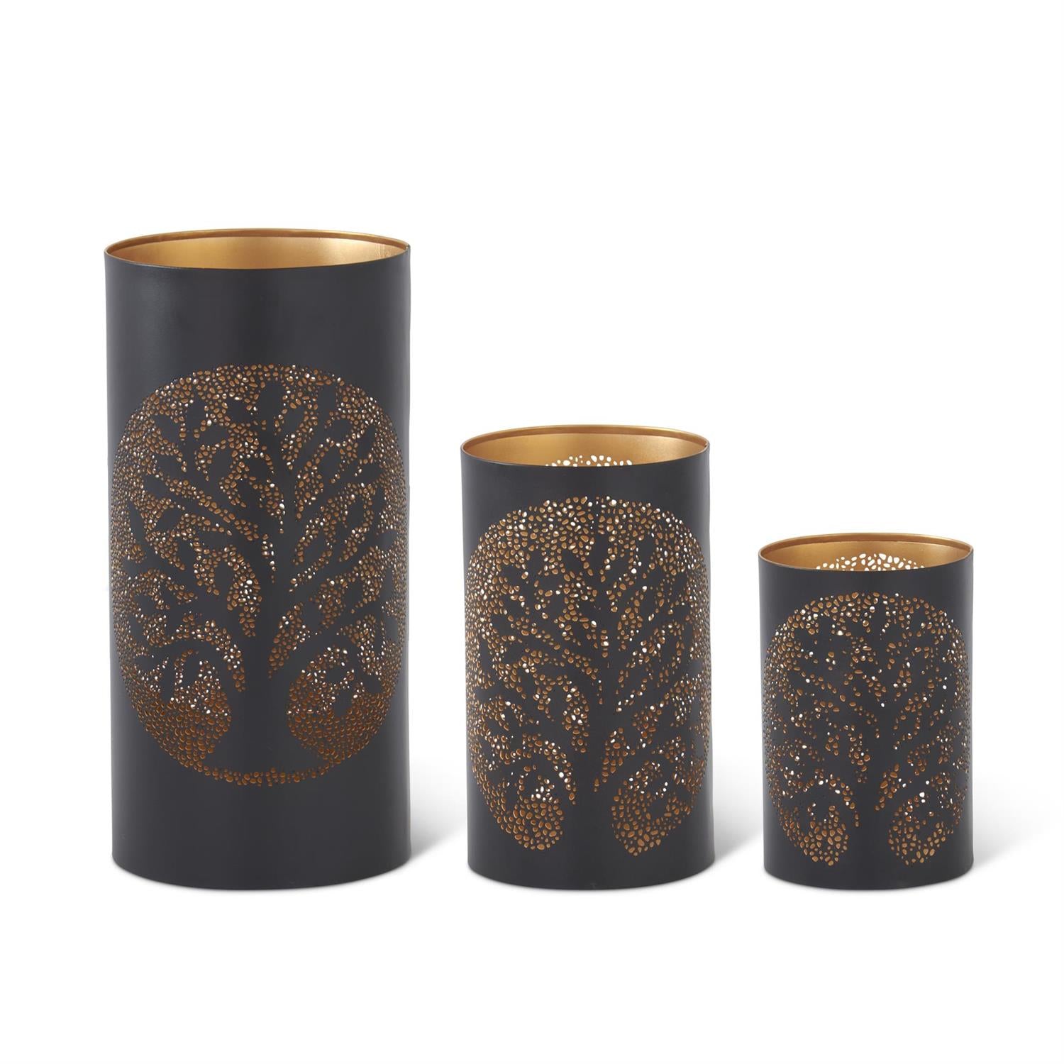 Metal Tree Punched Candleholders