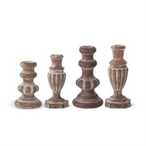 Brown w/White Shadowing Resin Taper Candle Holder
