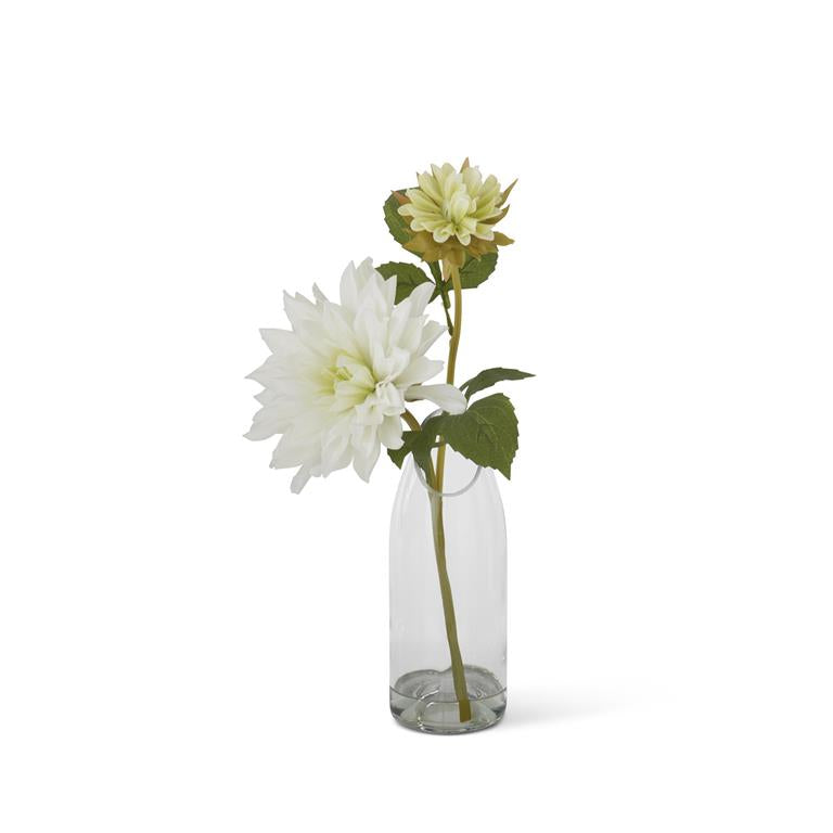 White Real Touch Dahlia Glass Vase