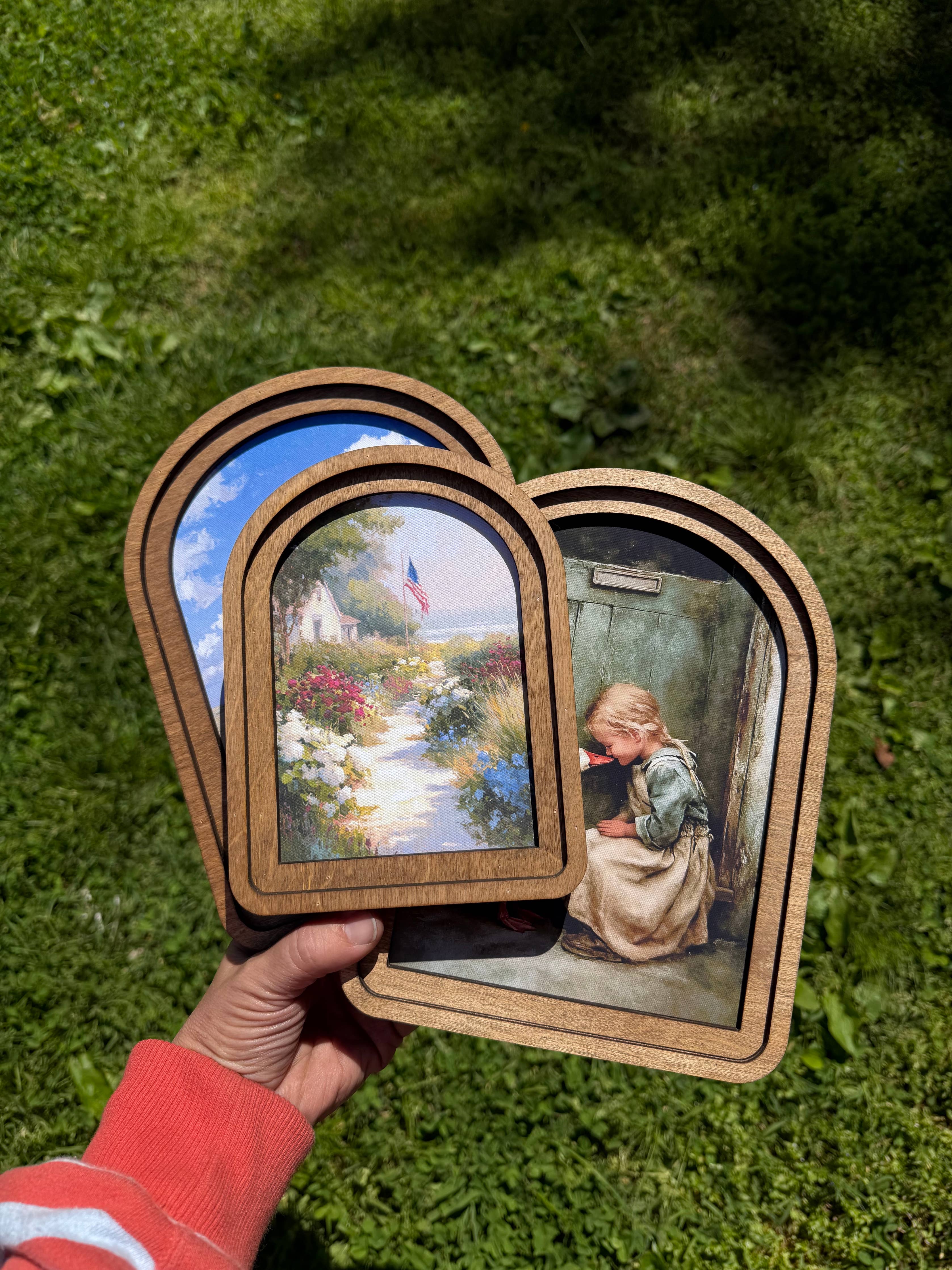 Arch Frame Art Fall Autumn Acorn Leaf | Wood & Canvas: Mini