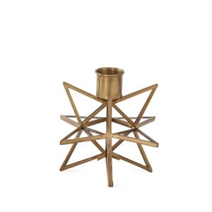 3-D Gold Metal & Glass Star Taper Holder