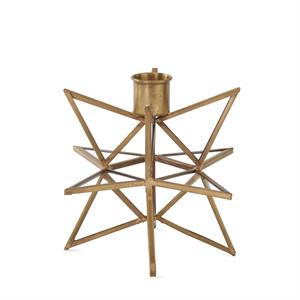 3-D Gold Metal & Glass Star Taper Holder