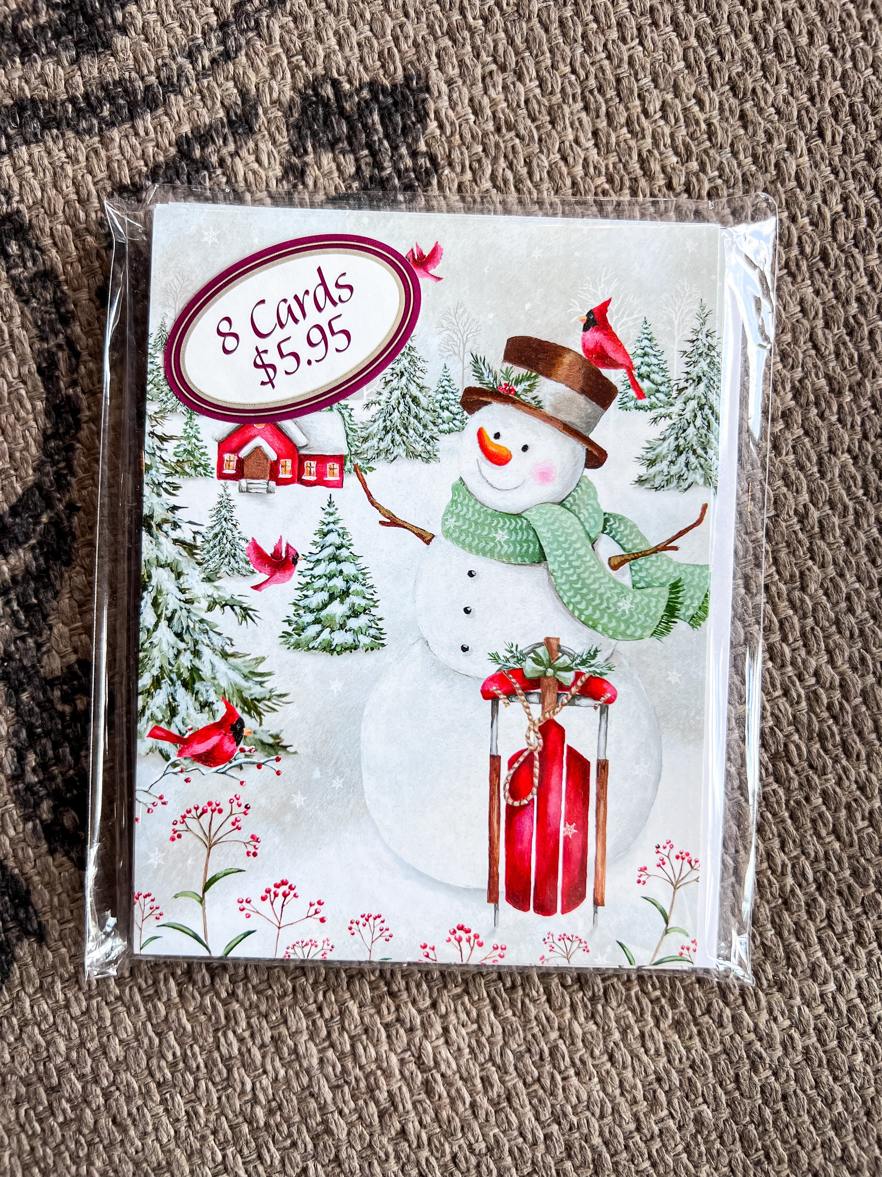 Snowman & Cardinal Holiday Cards 8pk