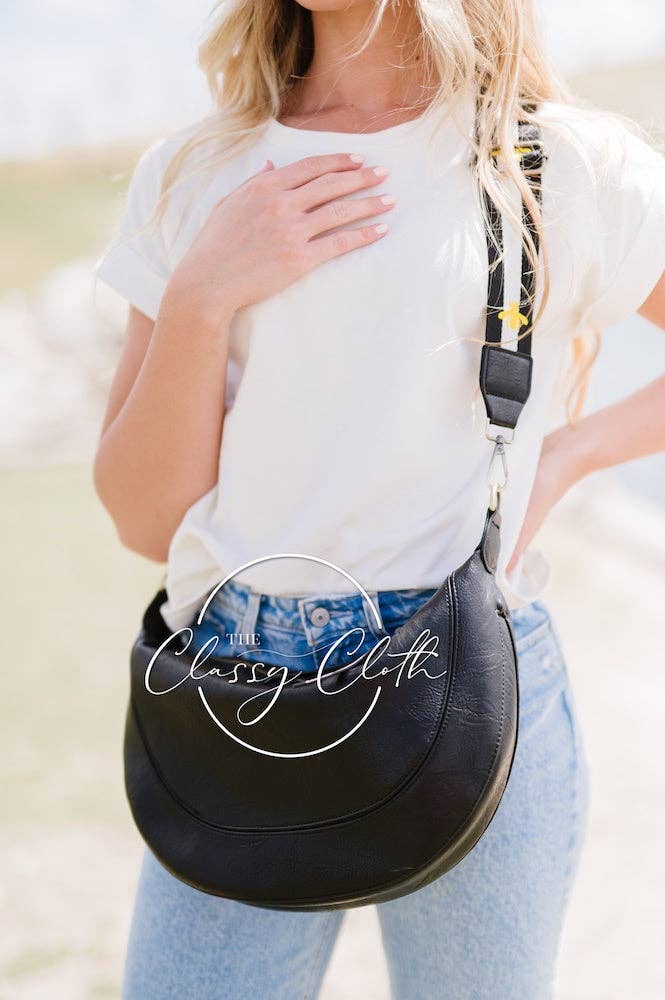 Camila Crescent Moon Bag w/ Black Bee Strap