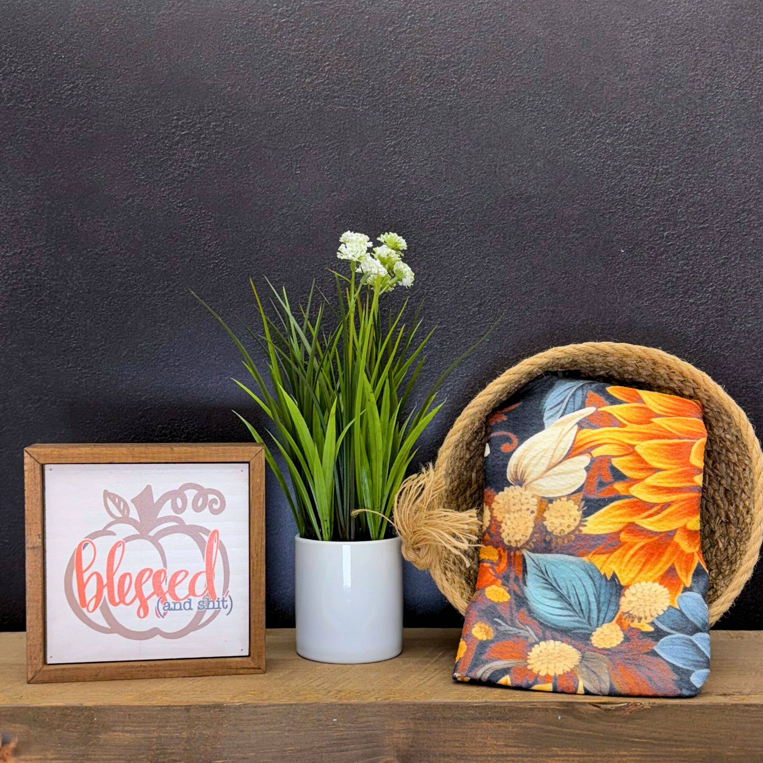 Fall Flower Blossom Kitchen Waffle Towel