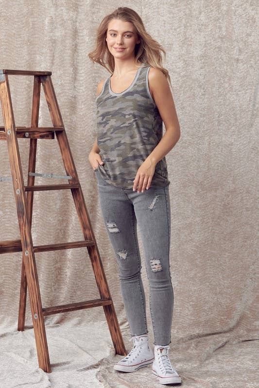 Reversible Camo Top - 40532T: Olive/H.Grey / S