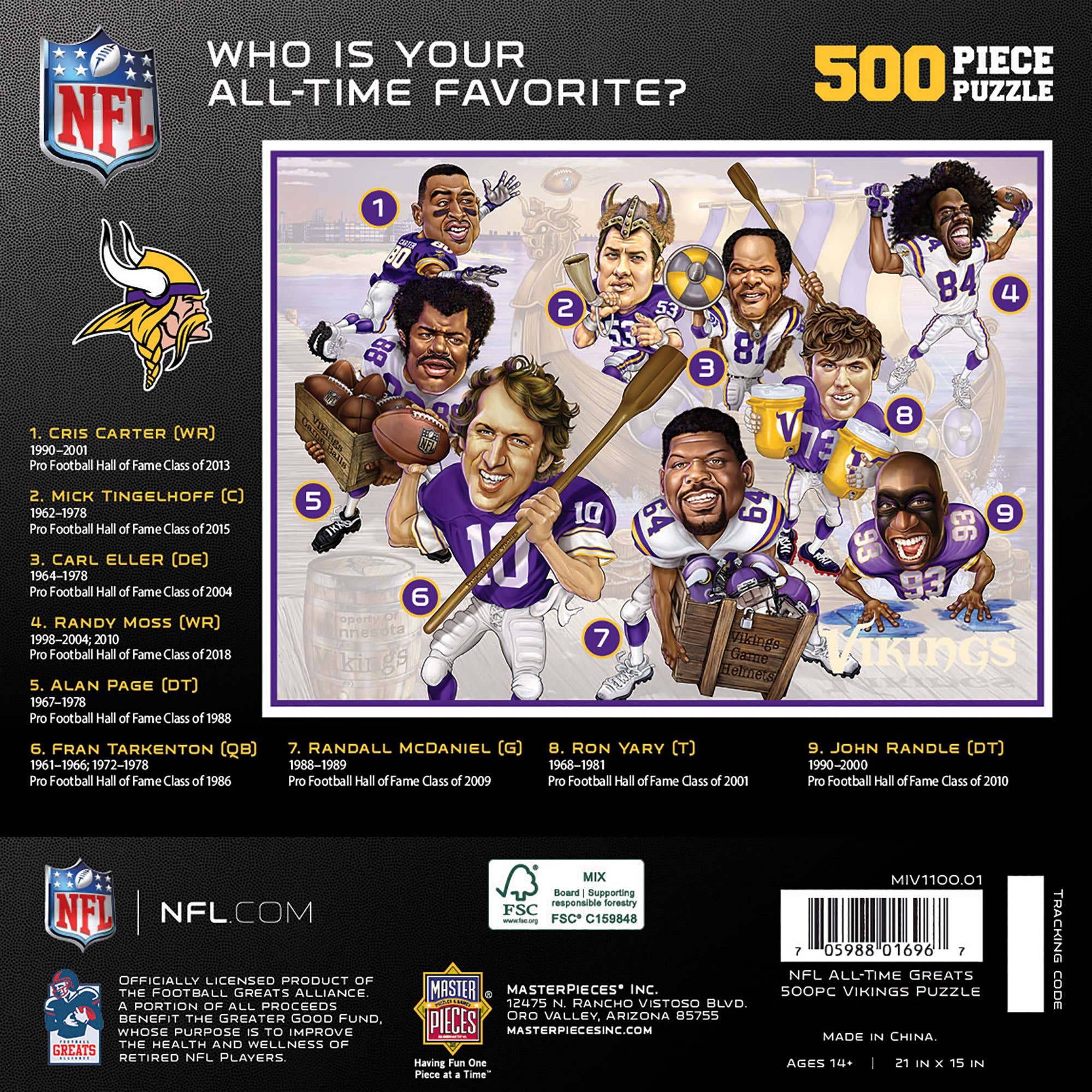 Minnesota Vikings - All Time Greats 500 Piece Puzzle