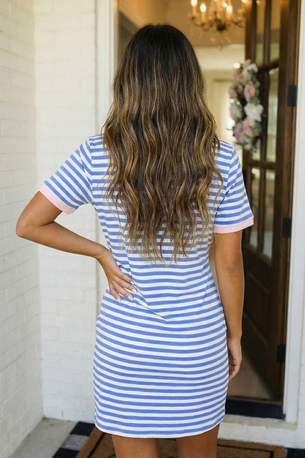 Dani Striped Tie Pocket Mini Dress