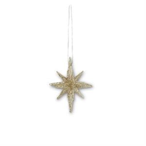 K&K Seasonal Decor 2.5 Inch 9 Point Champagne Glitter Star Ornament