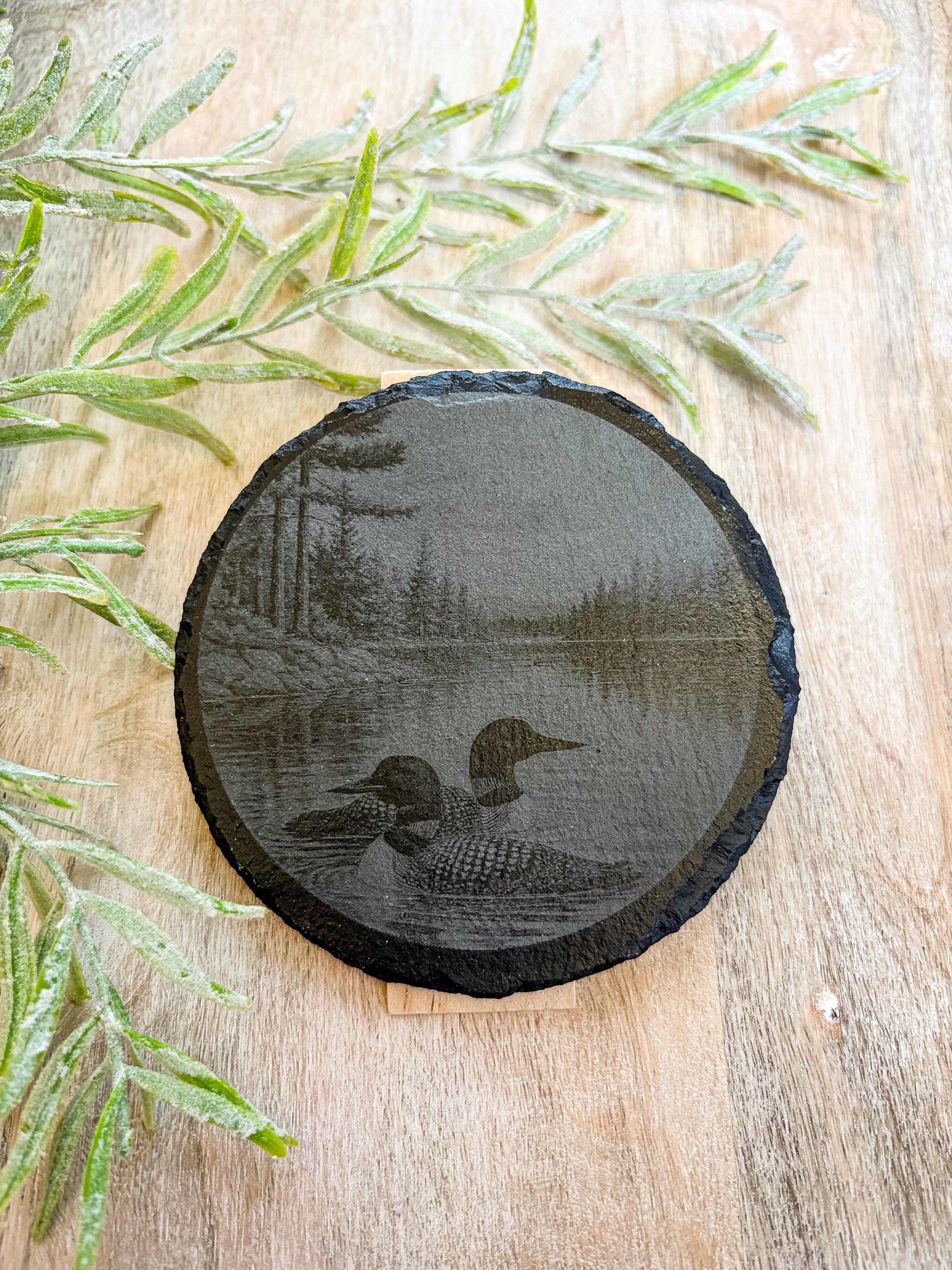 MT #311 (Mitch) Coaster 2 Loons on Rocky Lake Engraved Coaster