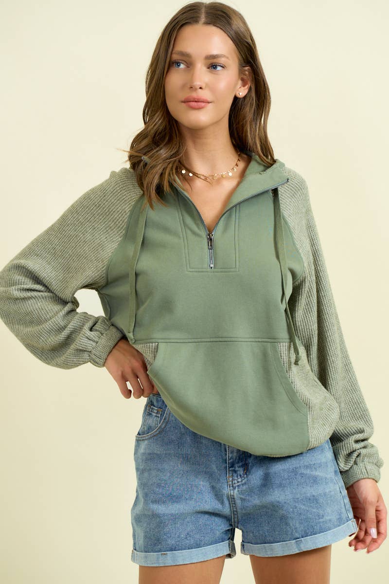 Sage Soft Knit Zip Up Hoodie