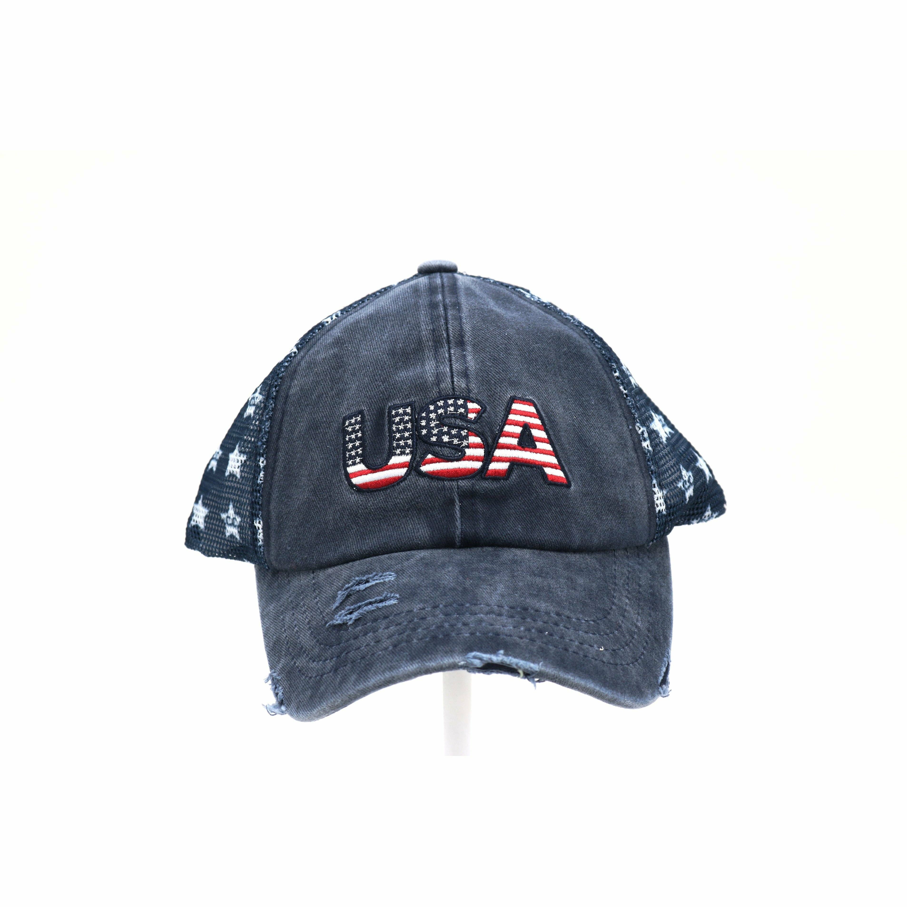 Distressed USA Patch Star CC Baseball Hat