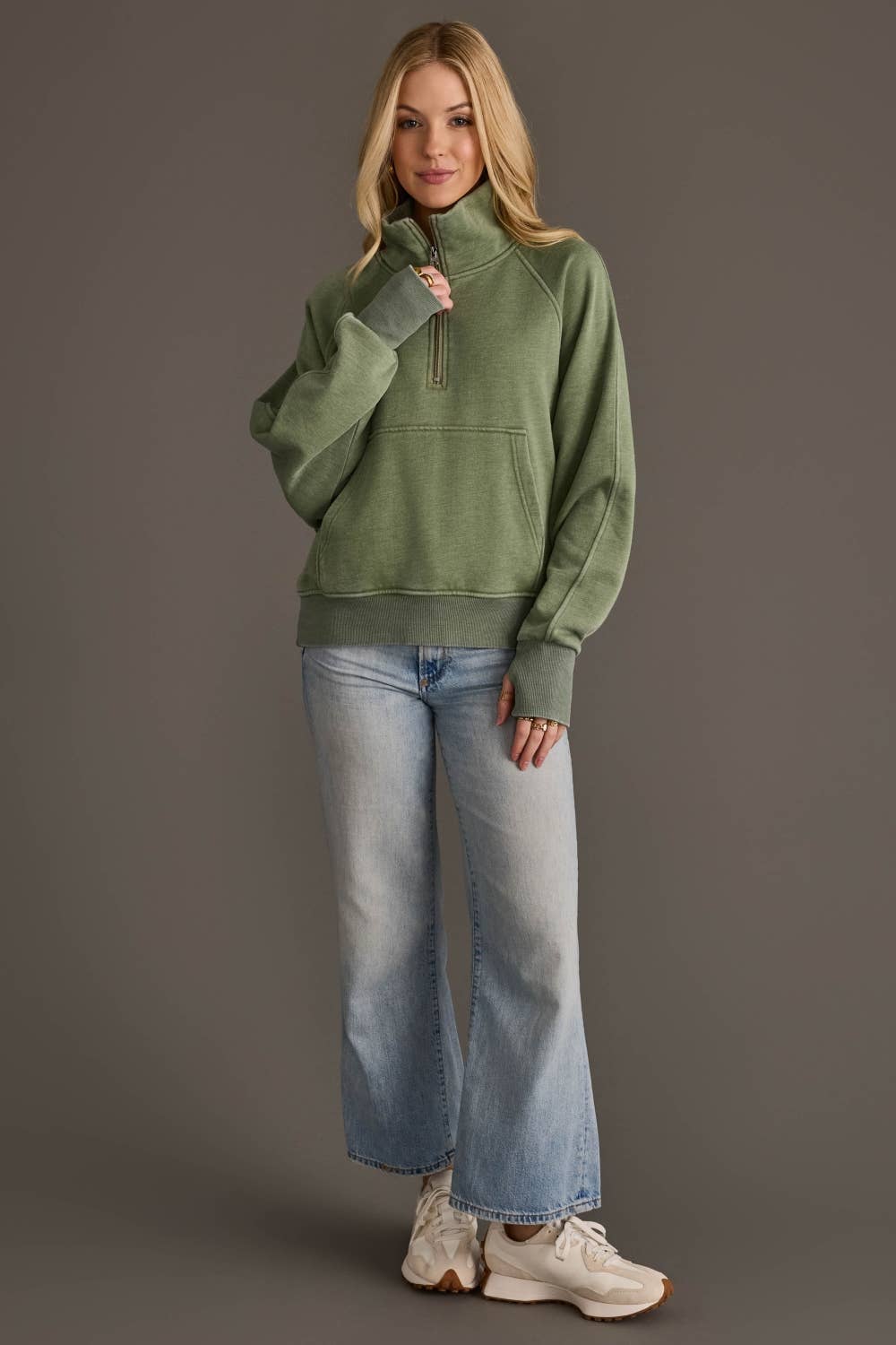 Sage Quarter Zip Sweatshirt