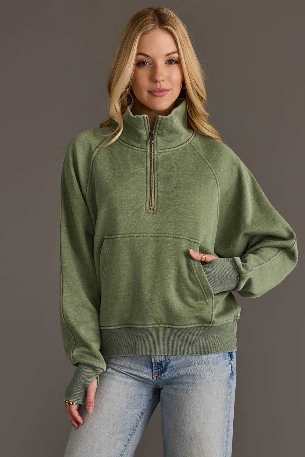 Sage Quarter Zip Sweatshirt