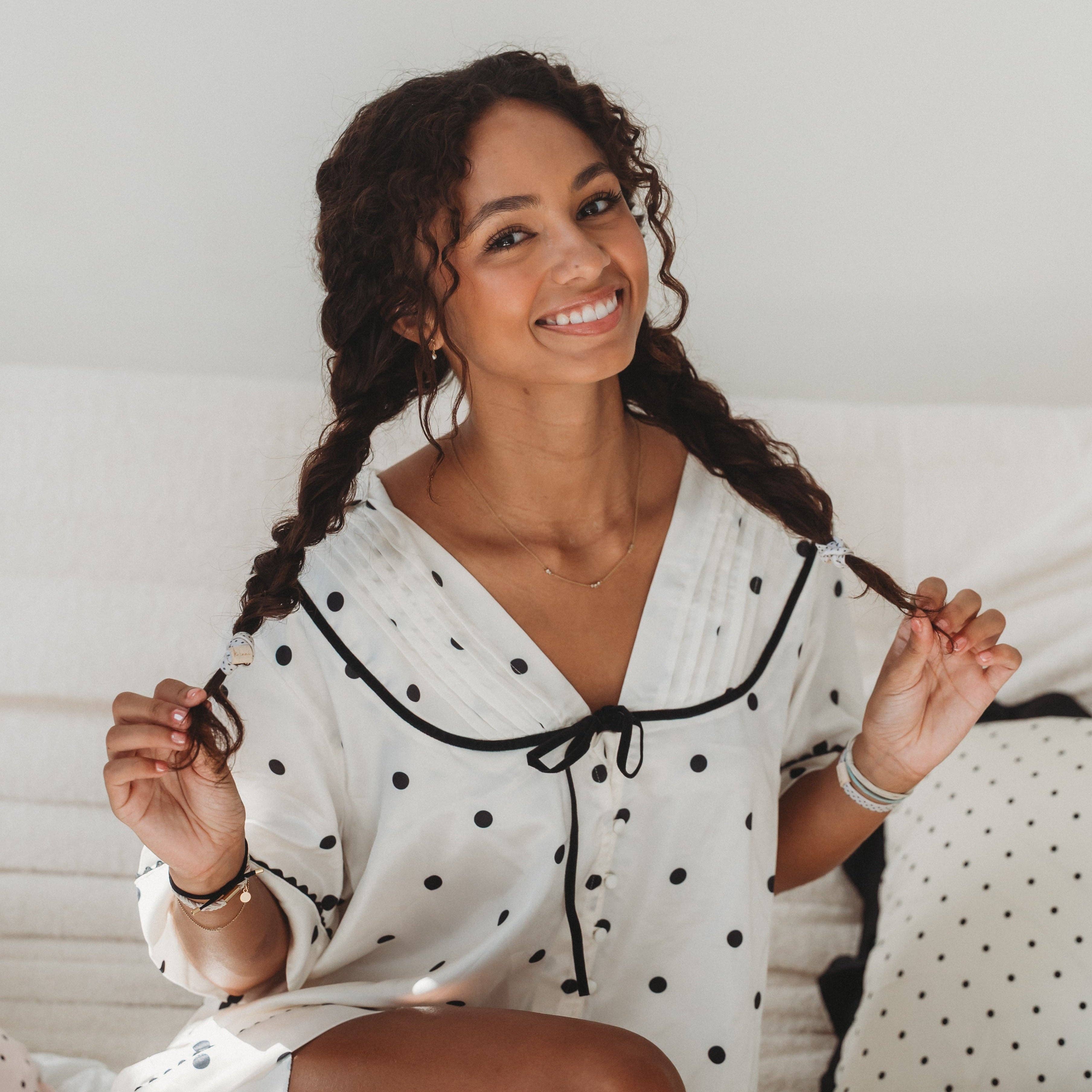 Flirt Polka Dot in Cream & Black with Green Accent K’alani Hair Tie Bracelets