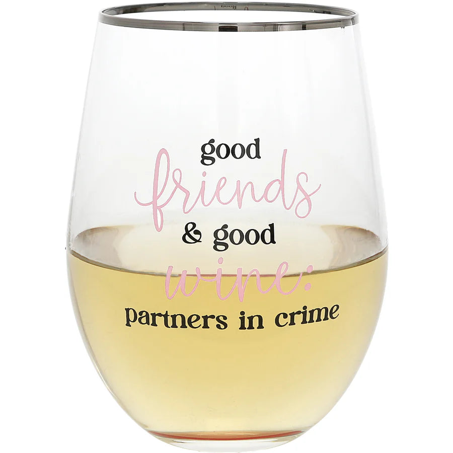 Partner In Crime Gift Boxed 18 oz Stemless Wine Glass