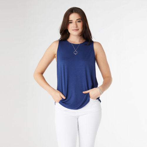 Navy Erin Pleat Back Tank - S/M