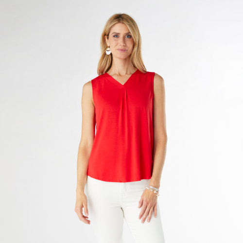 Tango Red Erin Pleat Back V-Neck Tank