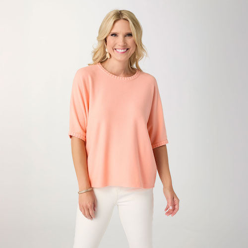 Soft Coral Heavenly-Luxe Short Sleeve Sweater