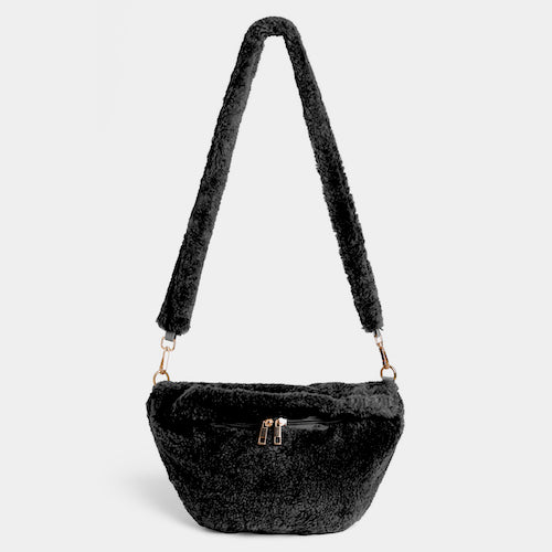 Arleigh Faux Sherpa Crossbody - Black