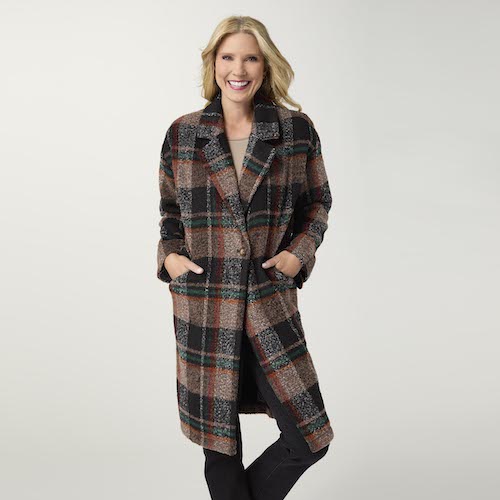 Kiley Autumn Plaid Single Button Coat