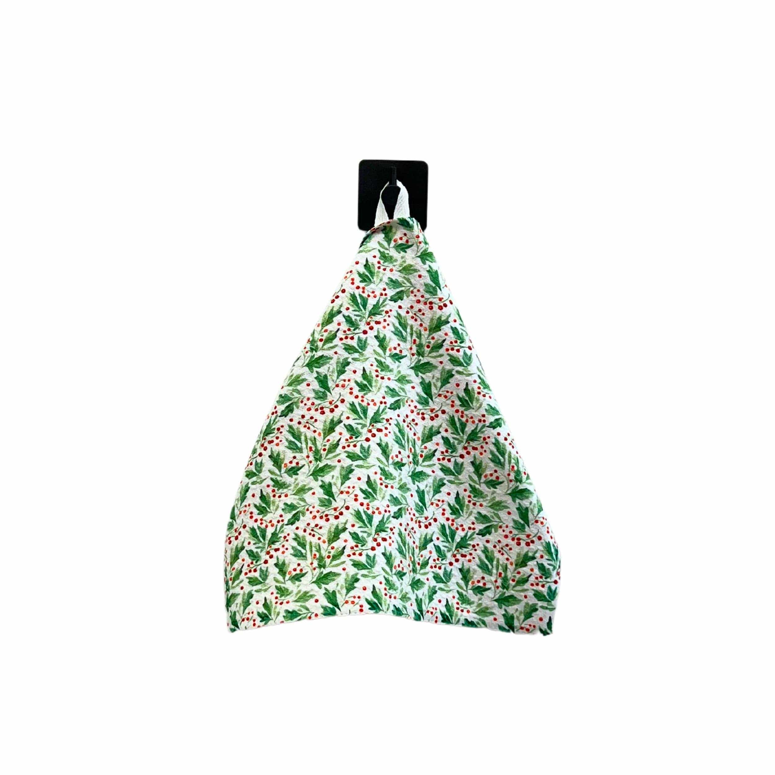 Christmas Decor Mistletoe Patterned Waffle Washcloth