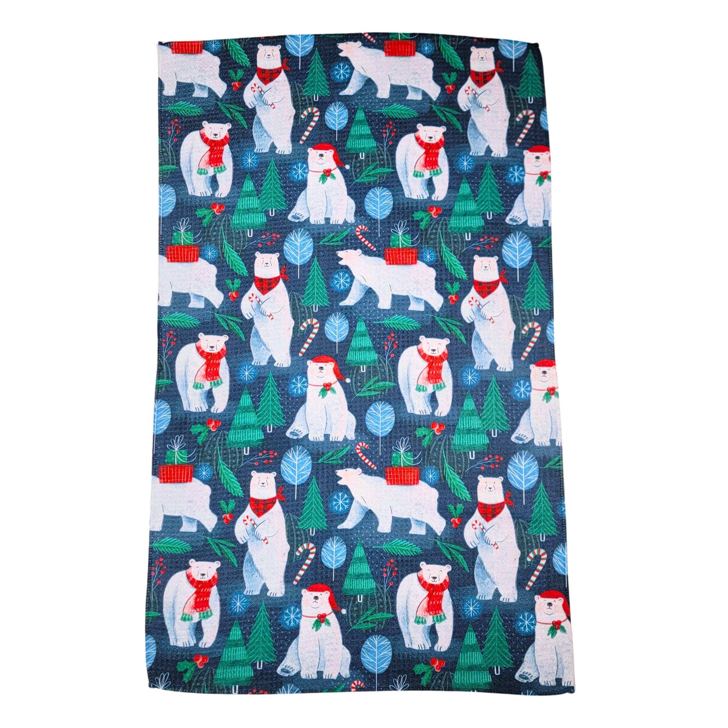 Christmas Polar Bears Kitchen Waffle Towel