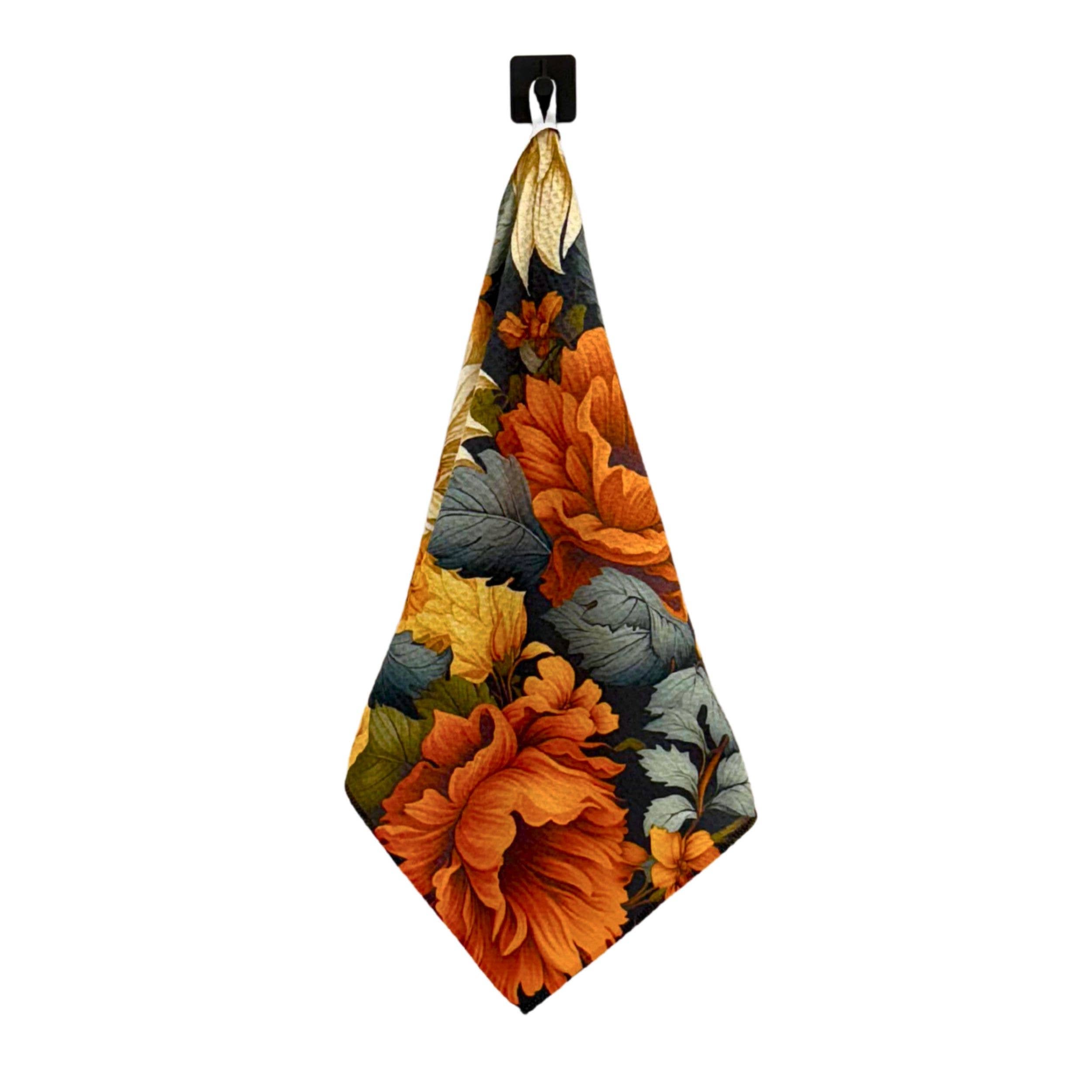 Fall Flowers Pattern Waffle Towel