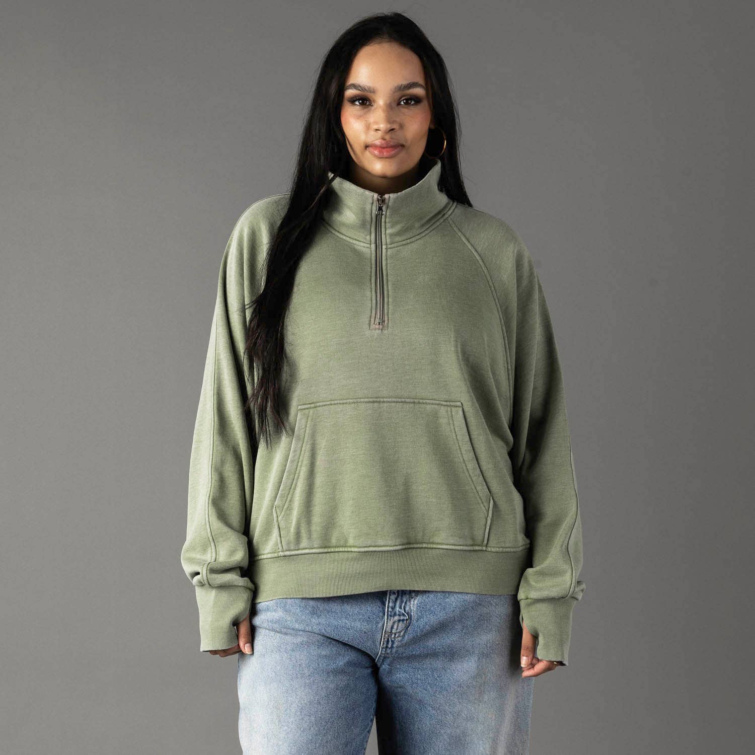 Panache Apparel Co. Sweatshirt Sage Quarter Zip Sweatshirt