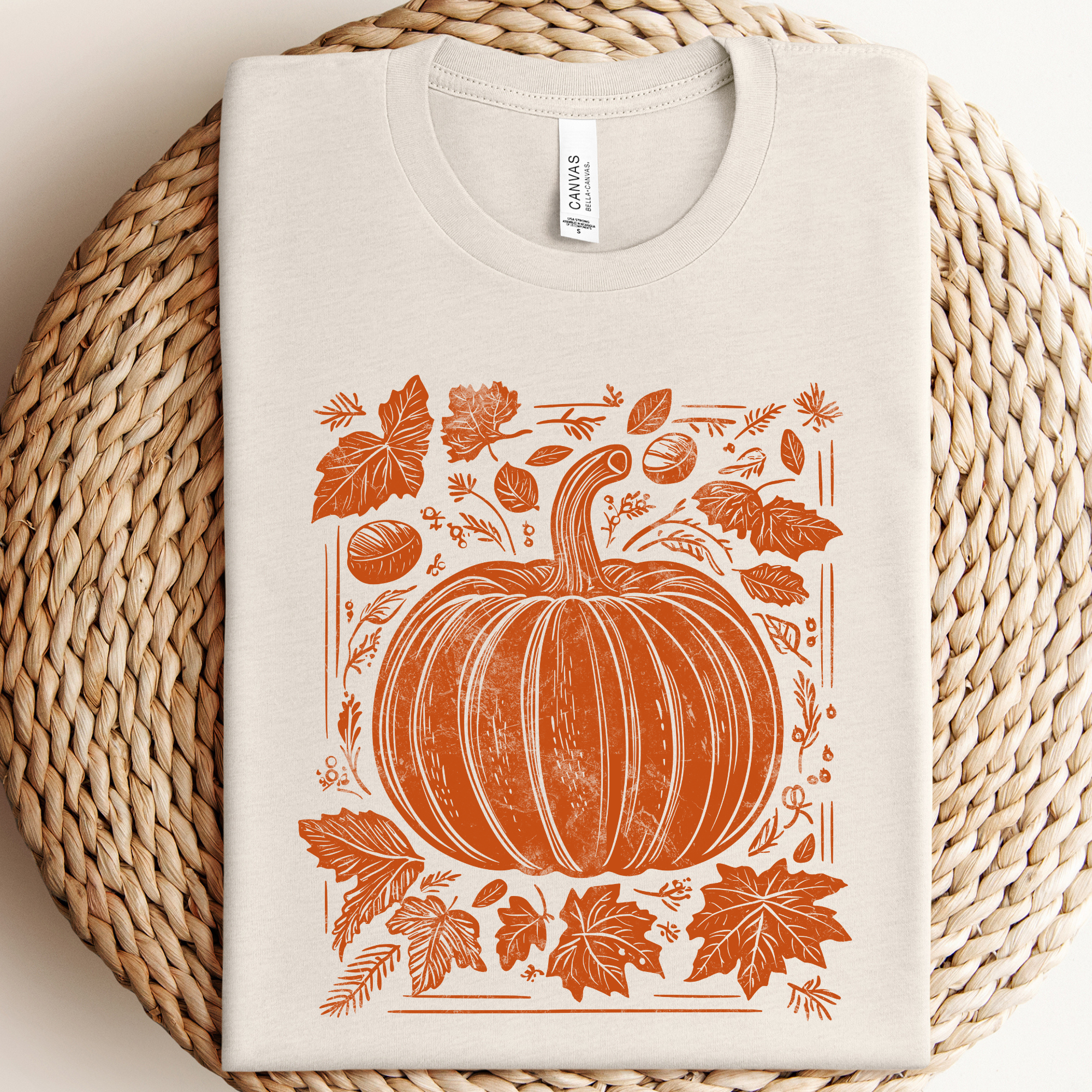 Rust Whimsical Pumpkin Graphic Tee: 3XL
