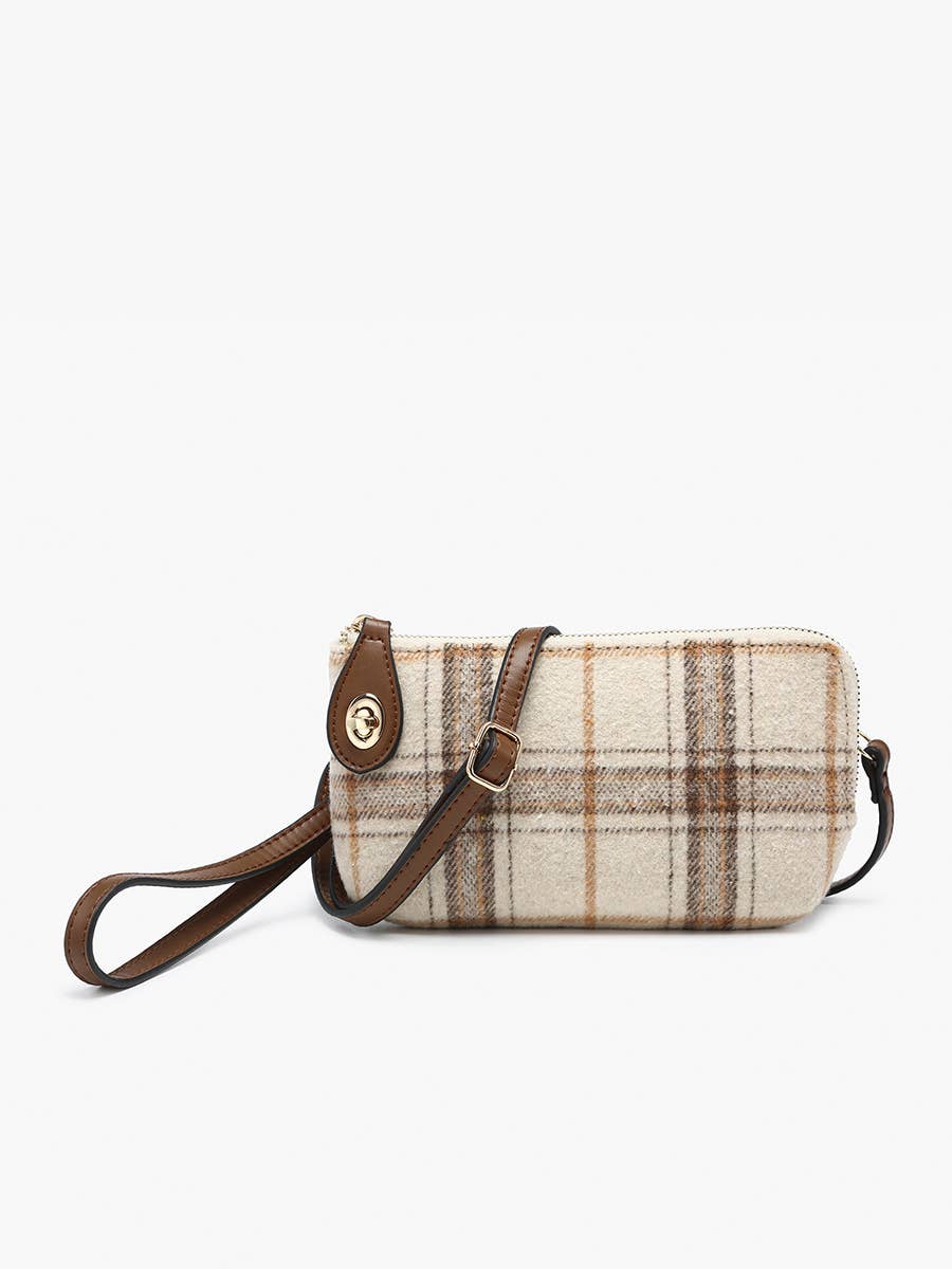 Kendall Plaid Crossbody/Wristlet w/ Twist Lock Closure