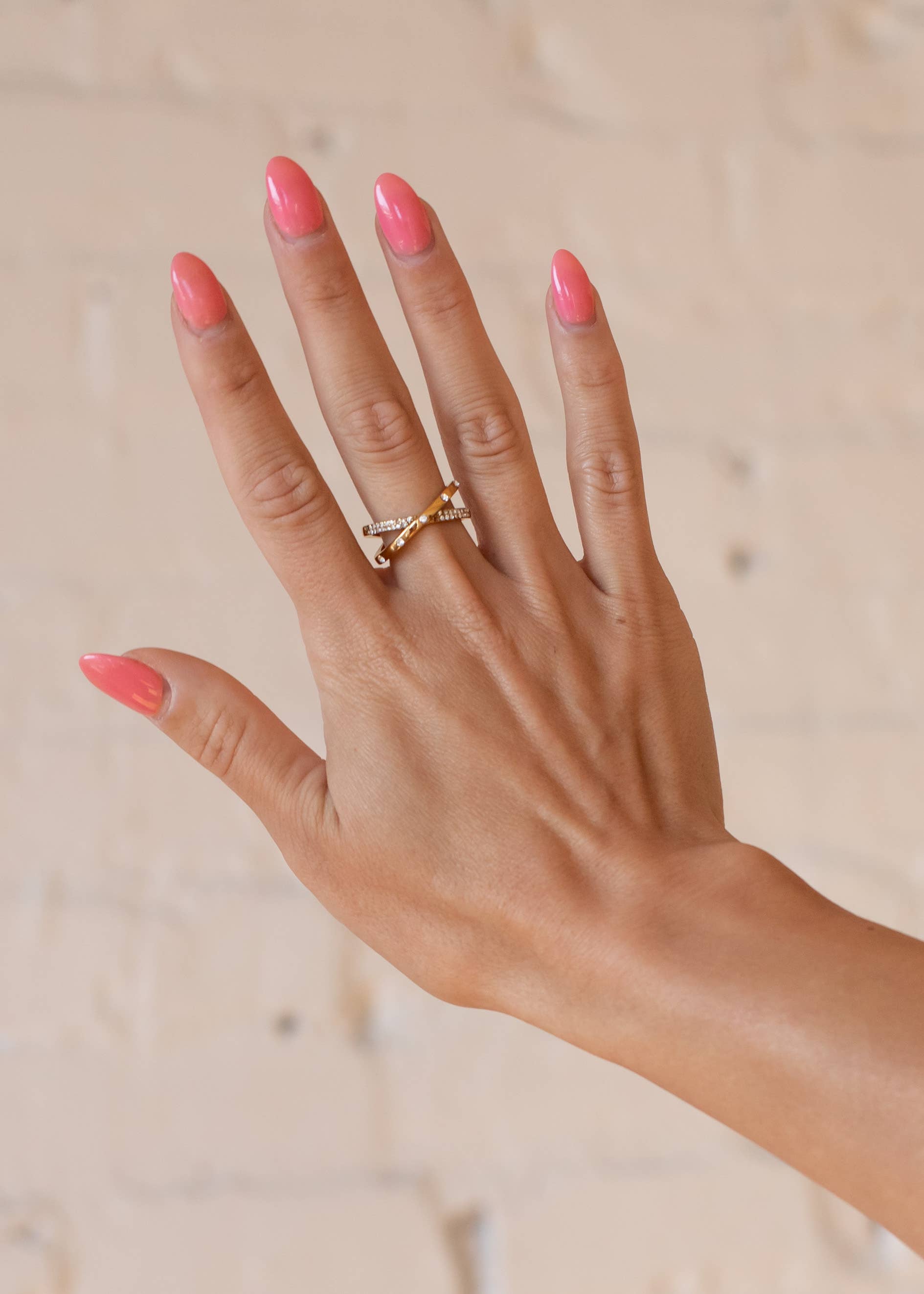 Luxe Gold Double Rhinestone Ring