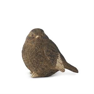 K&K Seasonal Decor 3.5" Textured Brown & Gold Resin Sitting Bird