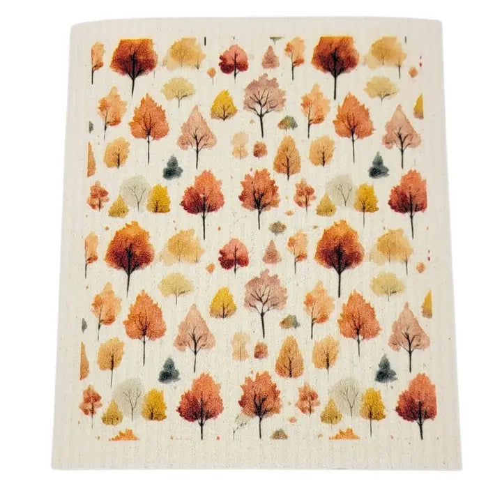 Fall Trees with Changing Leaves Swedish Sponge Cloth