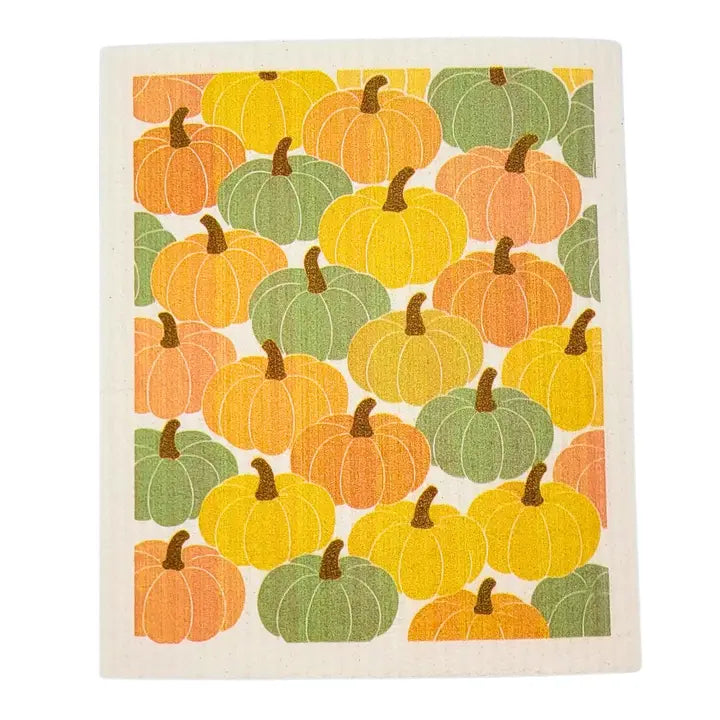 Subtle Fall Pumpkin Pattern Swedish Sponge Cloth
