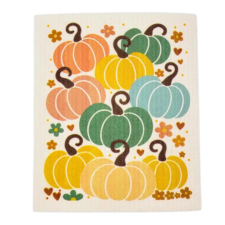 Fun Colorful Pumpkins Swedish Sponge Cloth