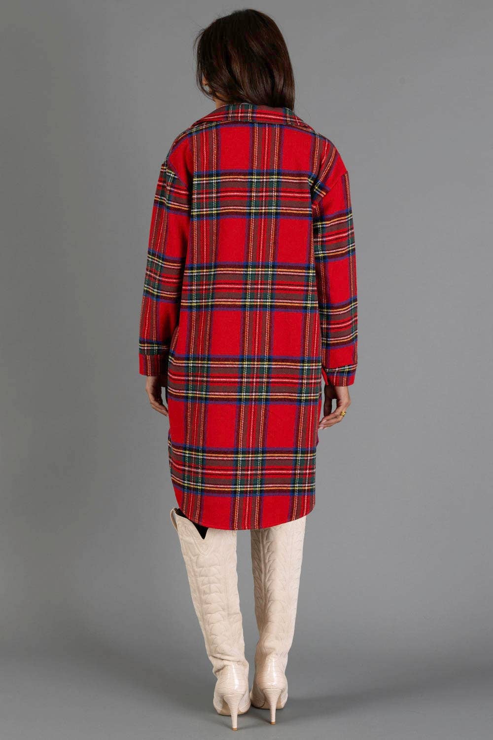 Red Tartan Plaid Long Shacket