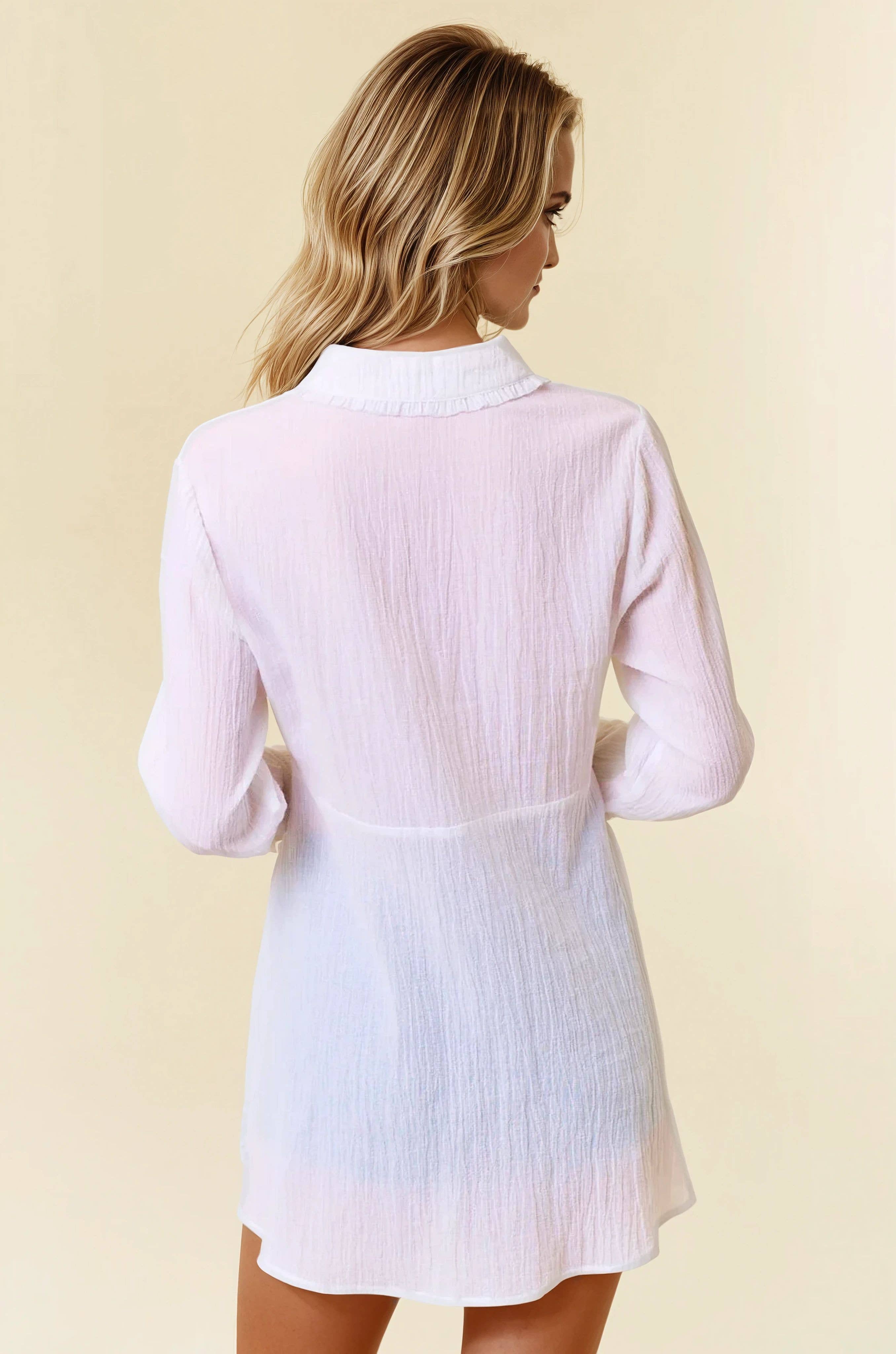White Frilled Detail Knit Top