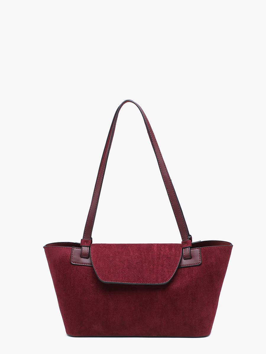 Reese Faux Suede Shoulder Bag w/ Inner Bag