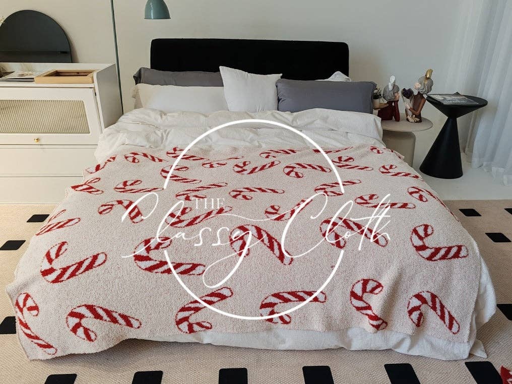 Christmas Luxe Blanket- Candy Cane RTS