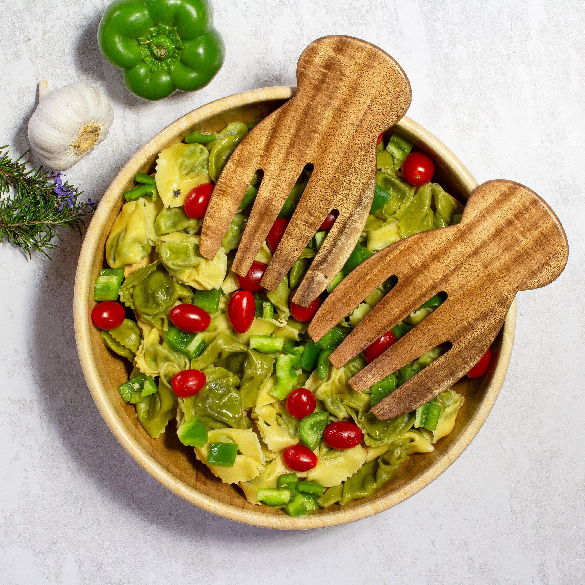 TB Home® Acacia Wood Salad Hands, Salad Serving Utensil Set