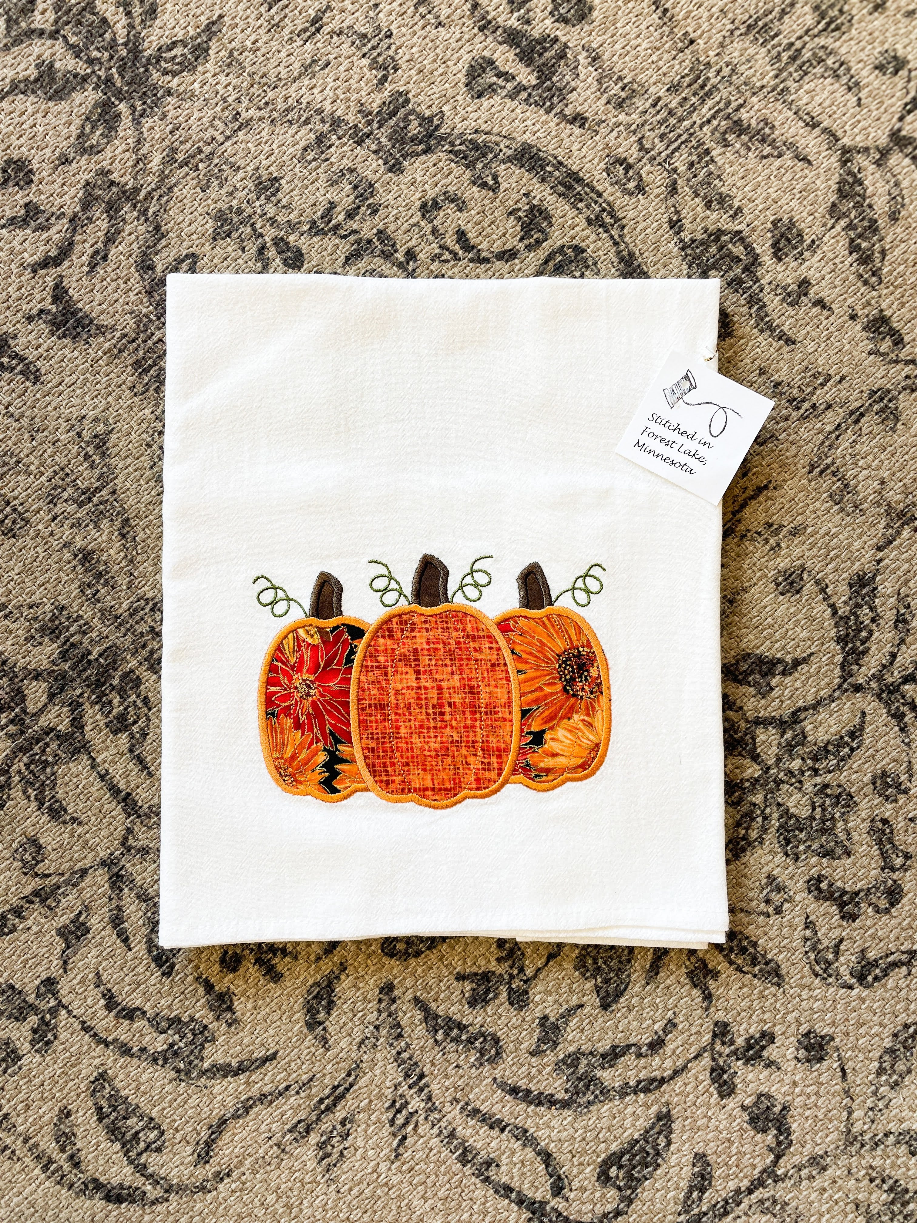 Quilted Pumpkin Tea Towel