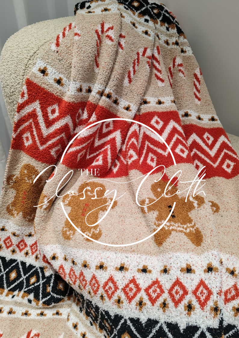 Christmas Luxe Blanket- Gingerbread Fair Isle RTS