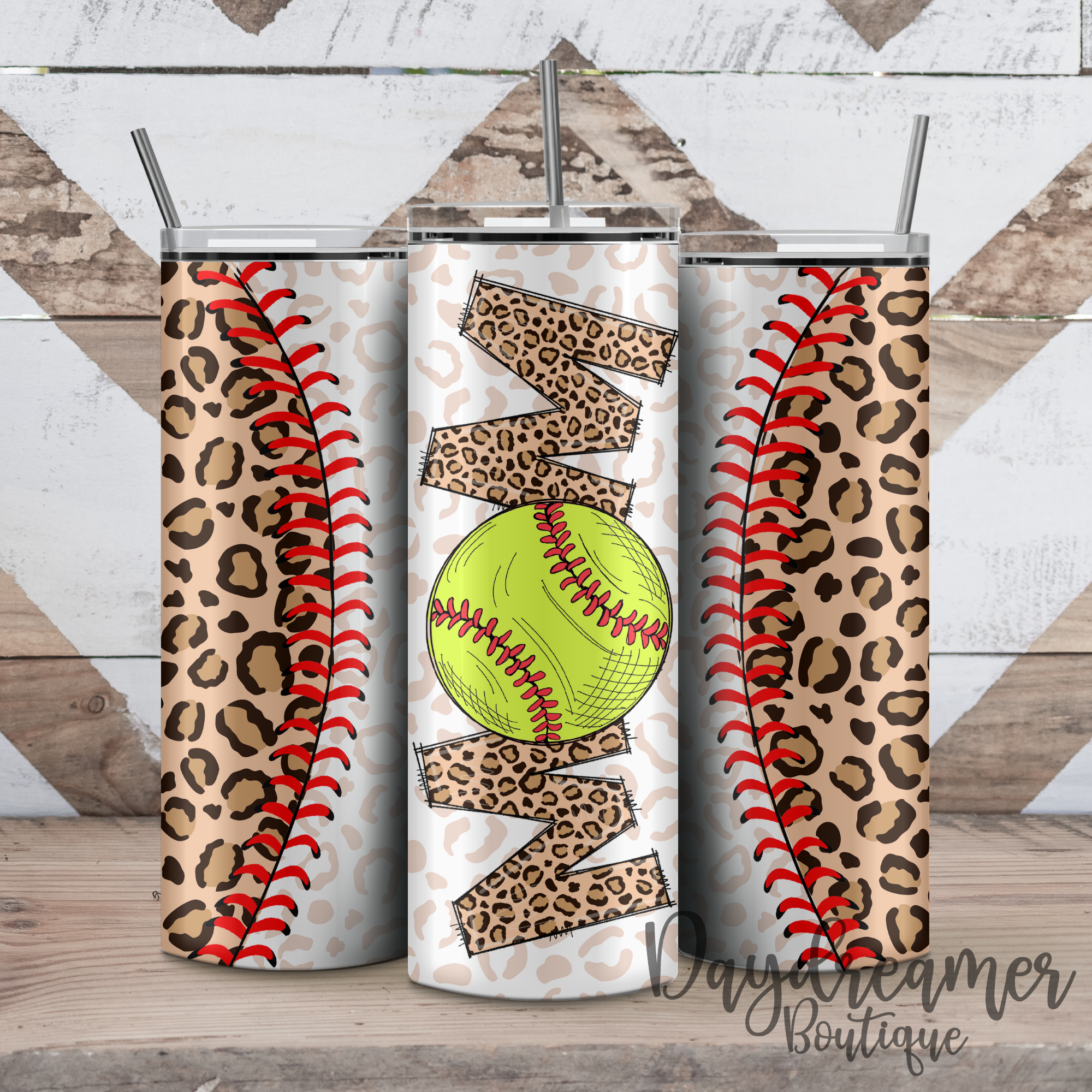 Leopard Softball Mom 20oz Tumbler