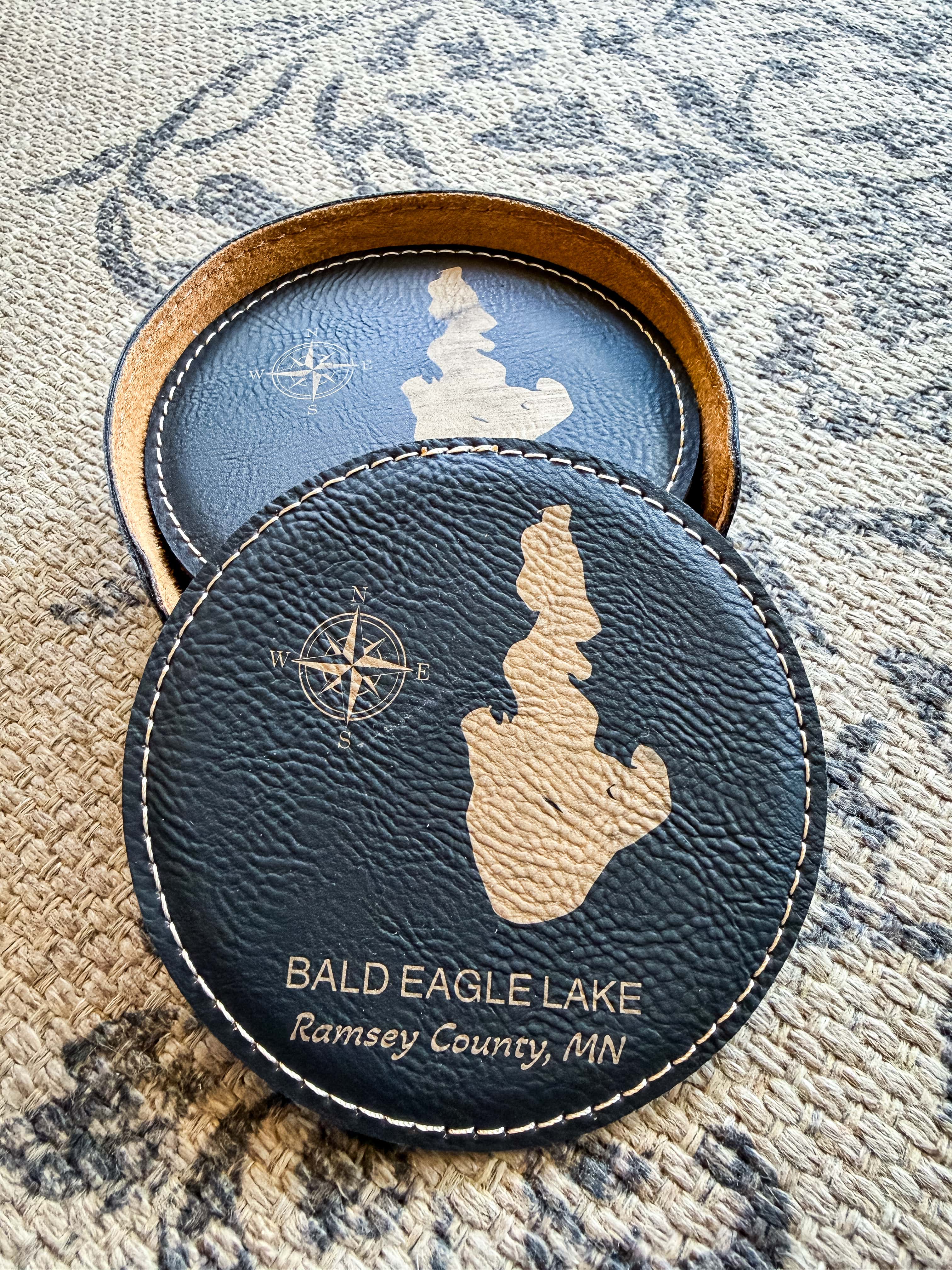 Leather Lake Coaster Set